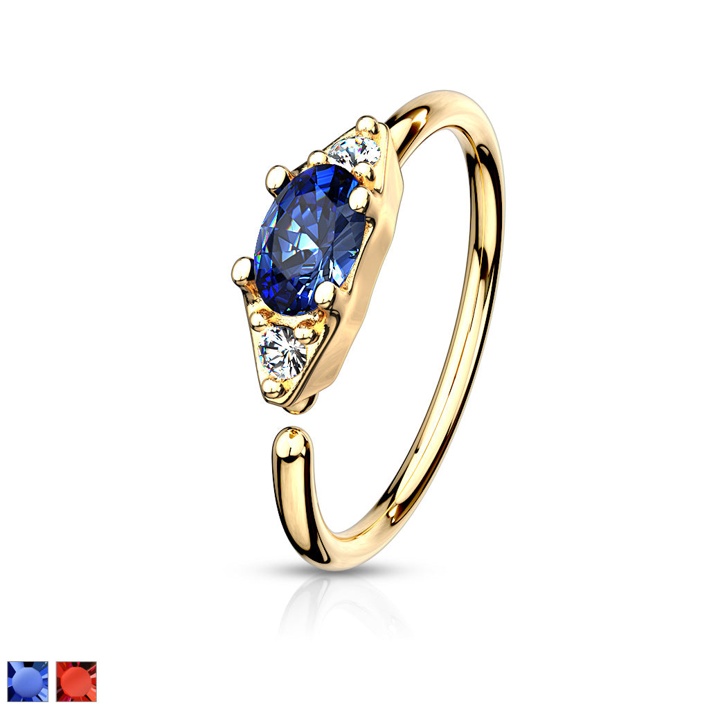 CZ Prong Set Oval Center Hoop Rings