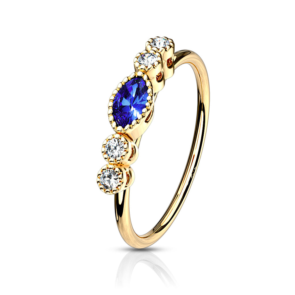 CZ Sapphire Marquise Hoop