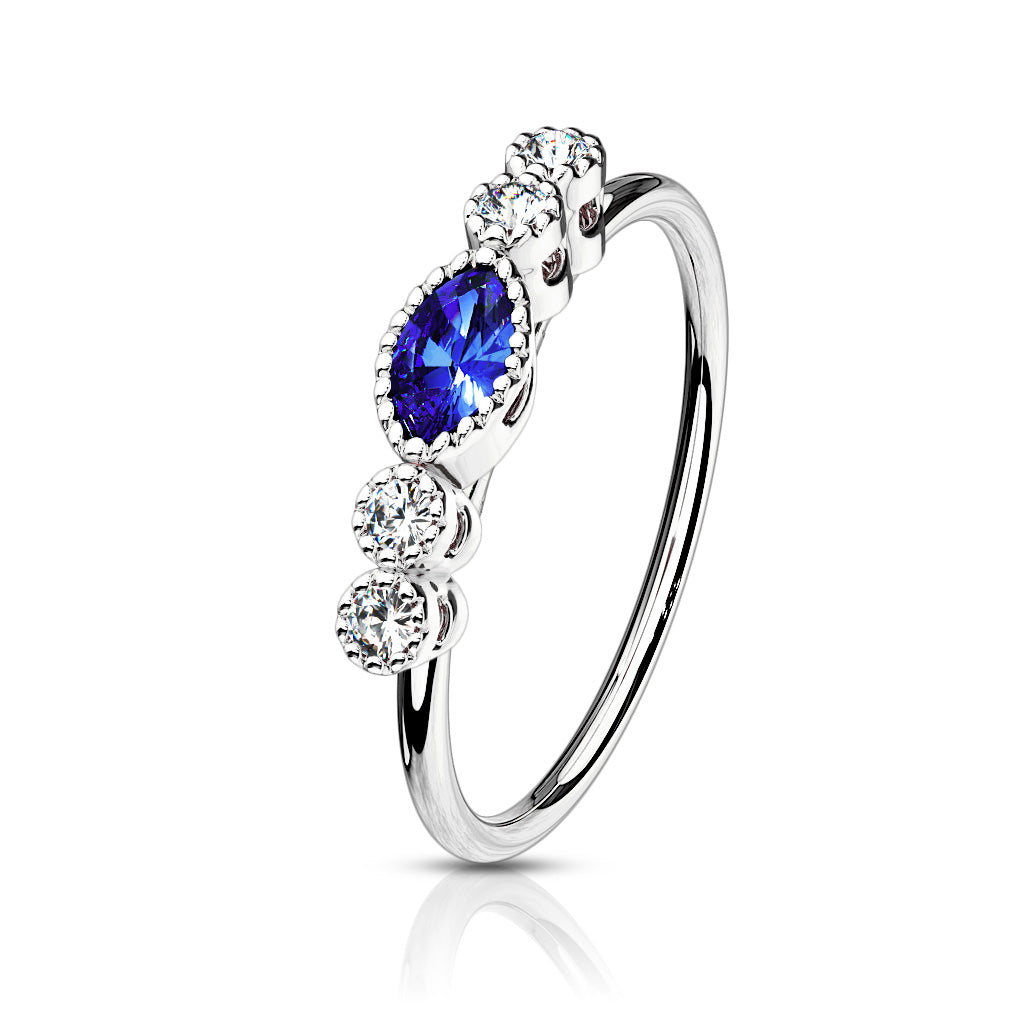 CZ Sapphire Marquise Hoop