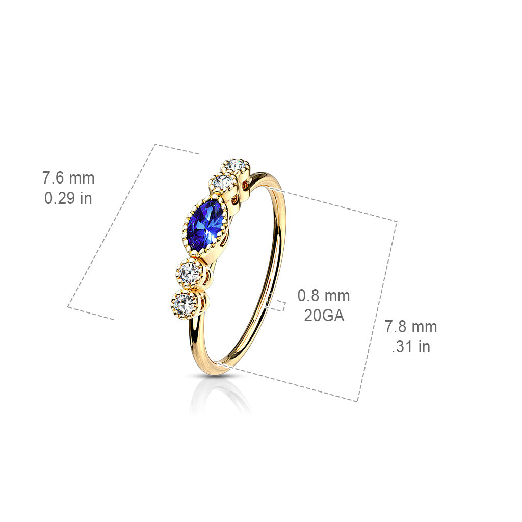 CZ Sapphire Marquise Hoop