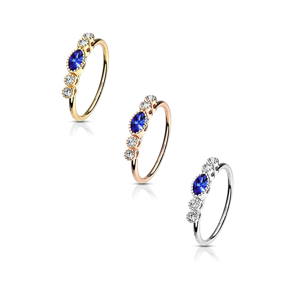 CZ Sapphire Marquise Hoop