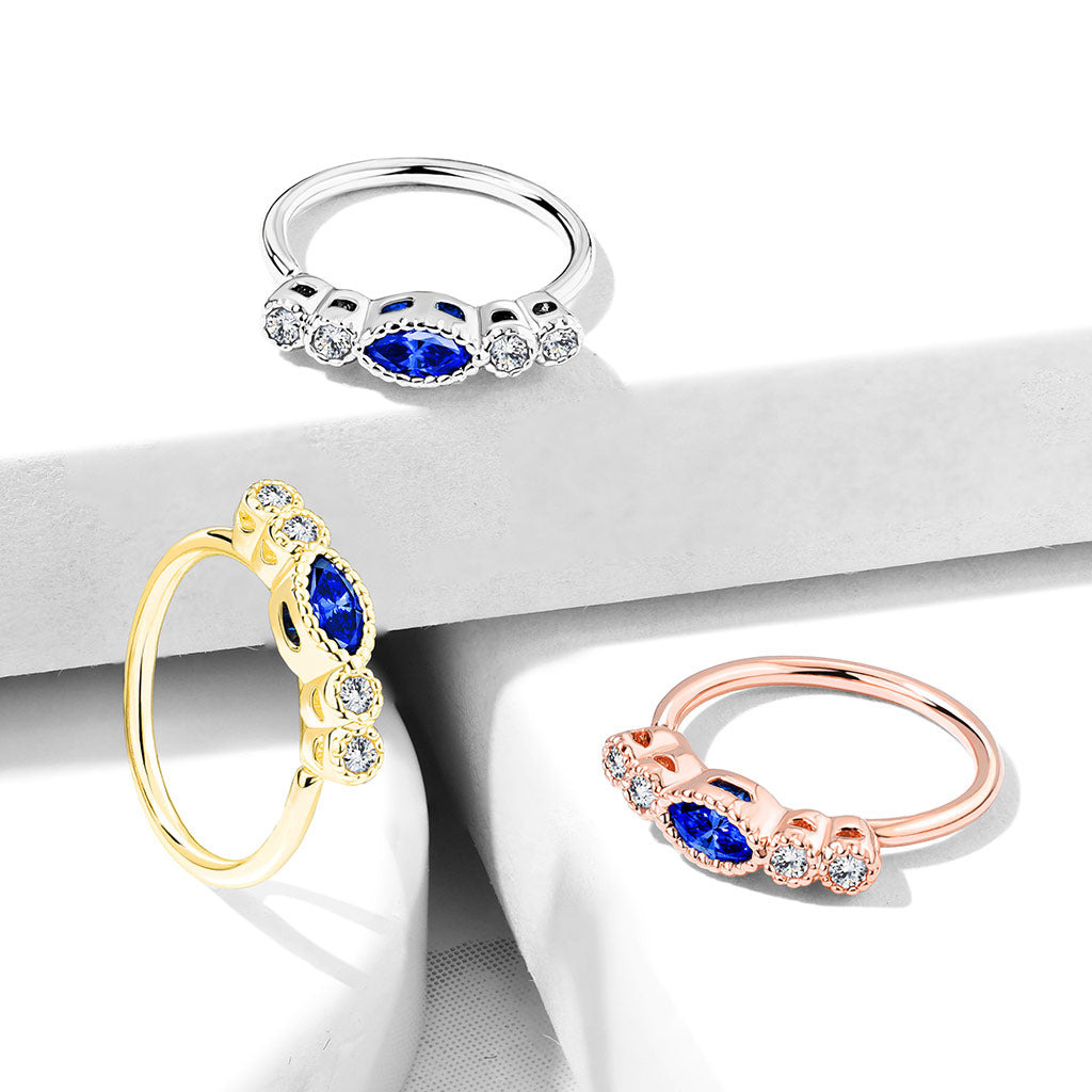 CZ Sapphire Marquise Hoop