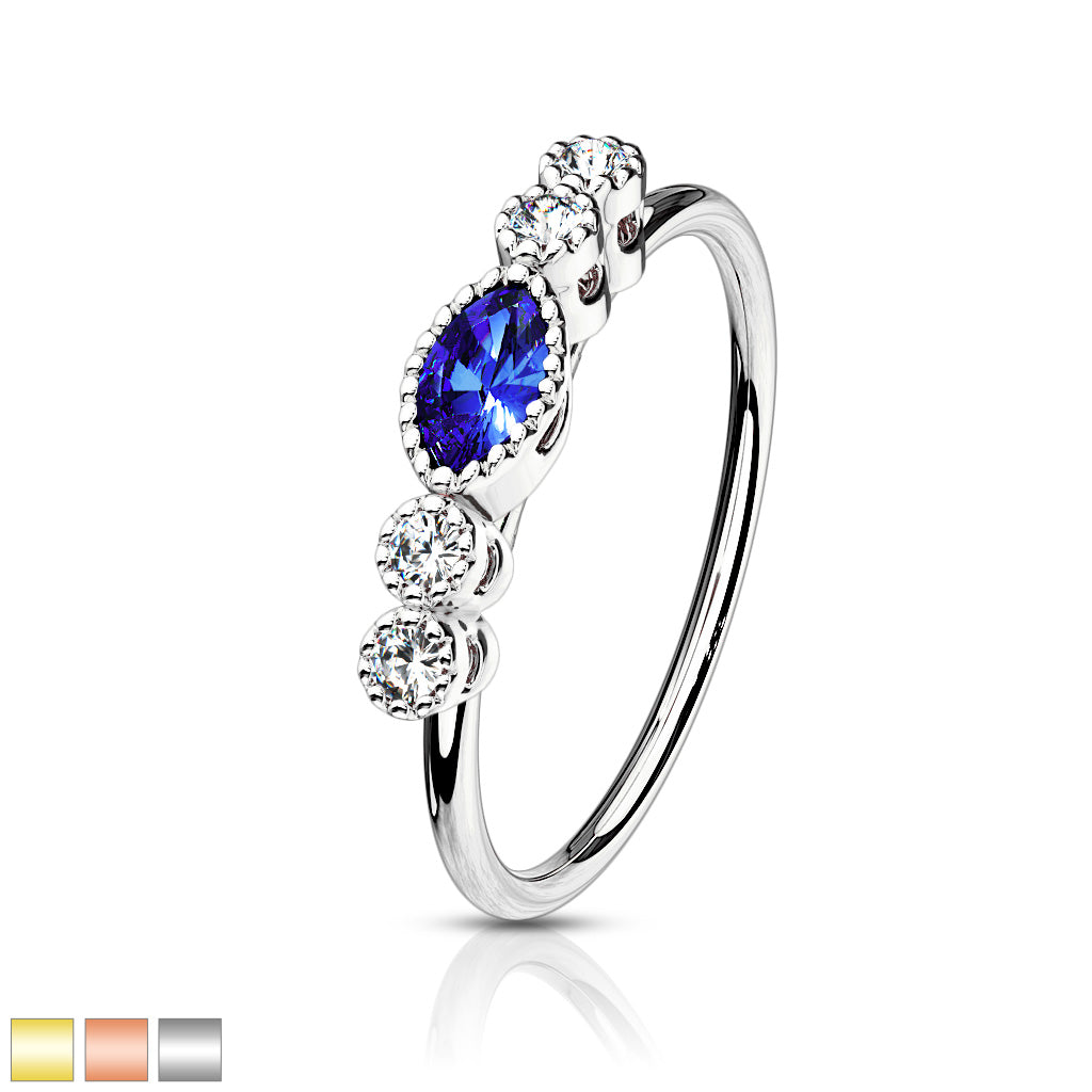 CZ Sapphire Marquise Hoop