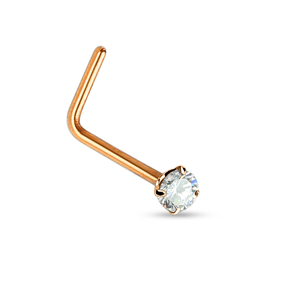 CZ Steel L-Bend Nose Ring