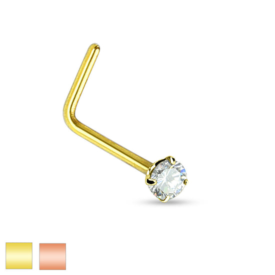 CZ Steel L-Bend Nose Ring
