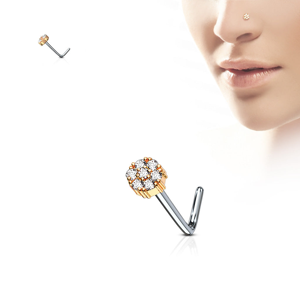 7 CZ Cluster Flower Nose Stud Rings