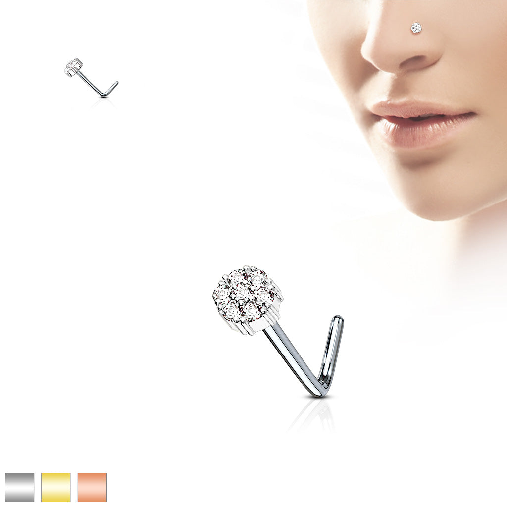 7 CZ Cluster Flower Nose Stud Rings