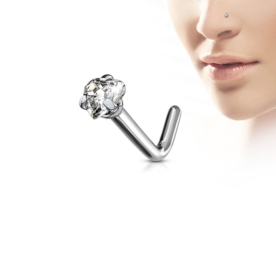 CZ Heart Titanium Nose Stud