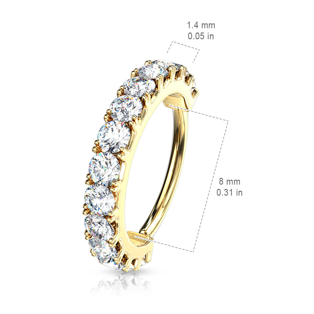 CZ Lined Nose Hoop, Daith Earing, Accessories Women
