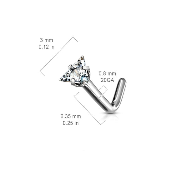 CZ Triangle Titanium Nose Stud