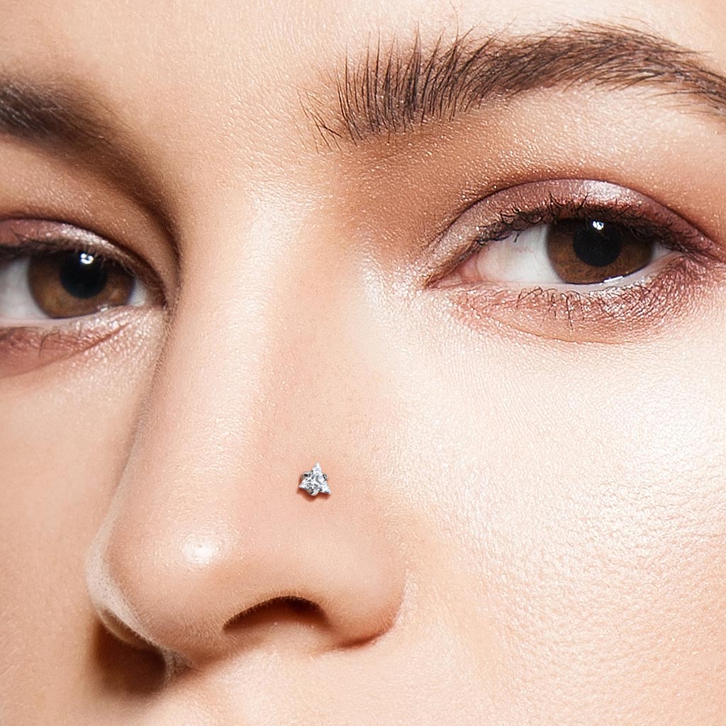 CZ Triangle Titanium Nose Stud