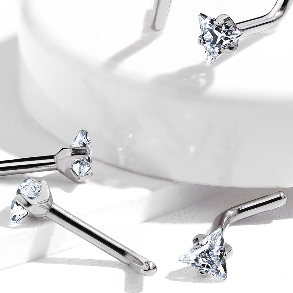 CZ Triangle Titanium Nose Stud