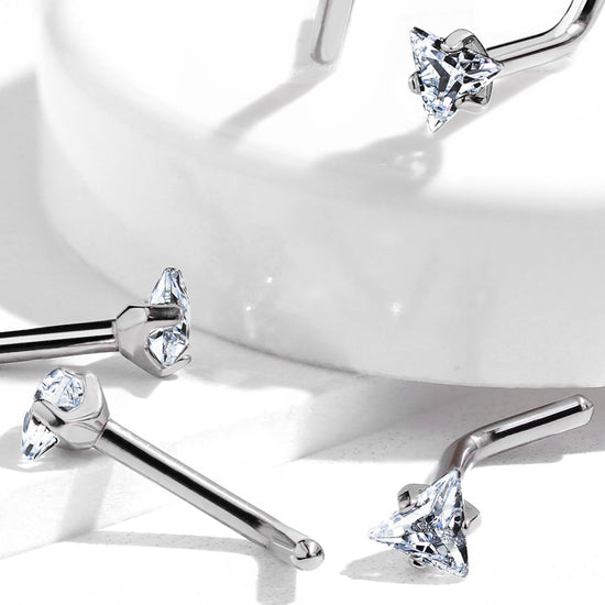 CZ Triangle Titanium Nose Stud