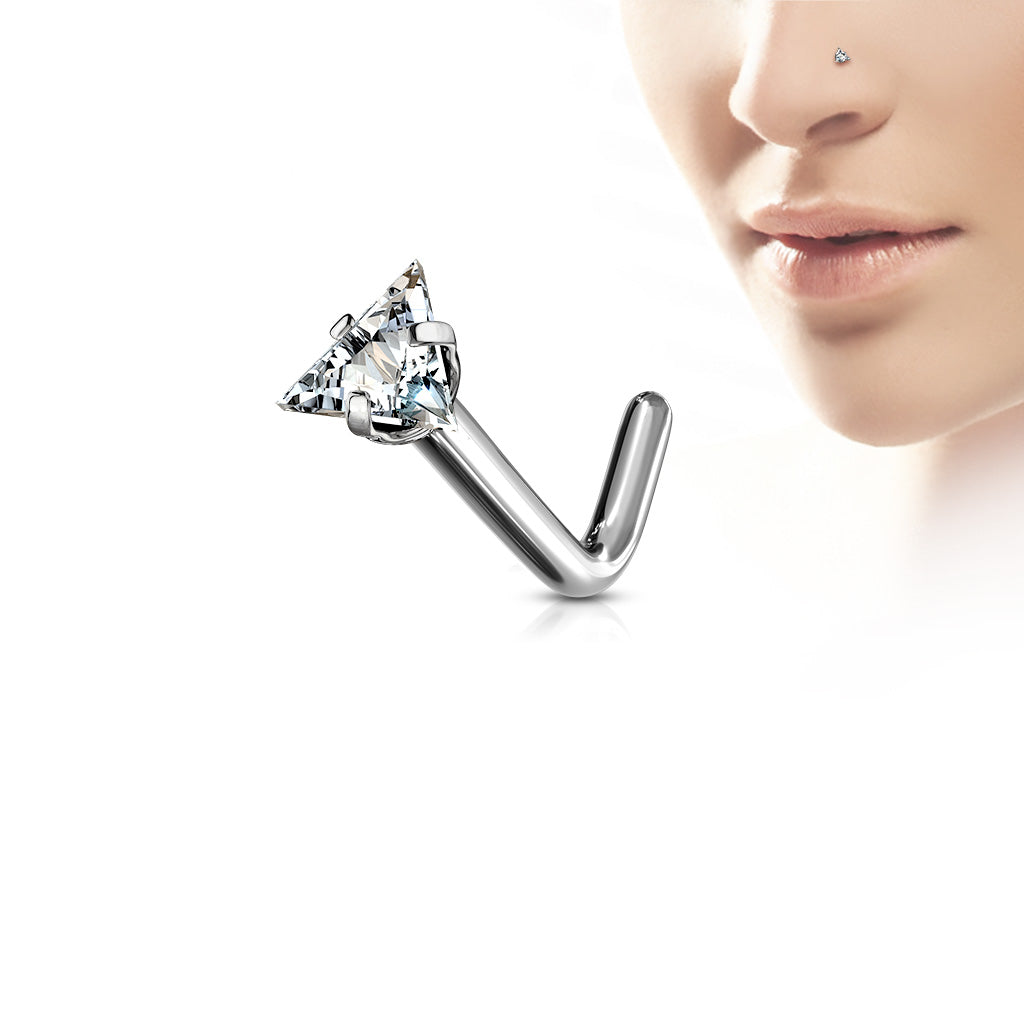 CZ Triangle Titanium Nose Stud – artwellsbodyart