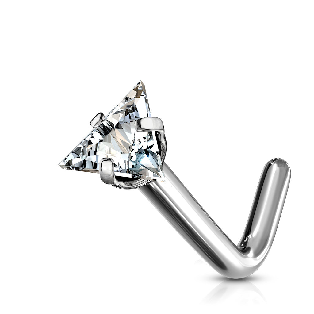 CZ Triangle Titanium Nose Stud