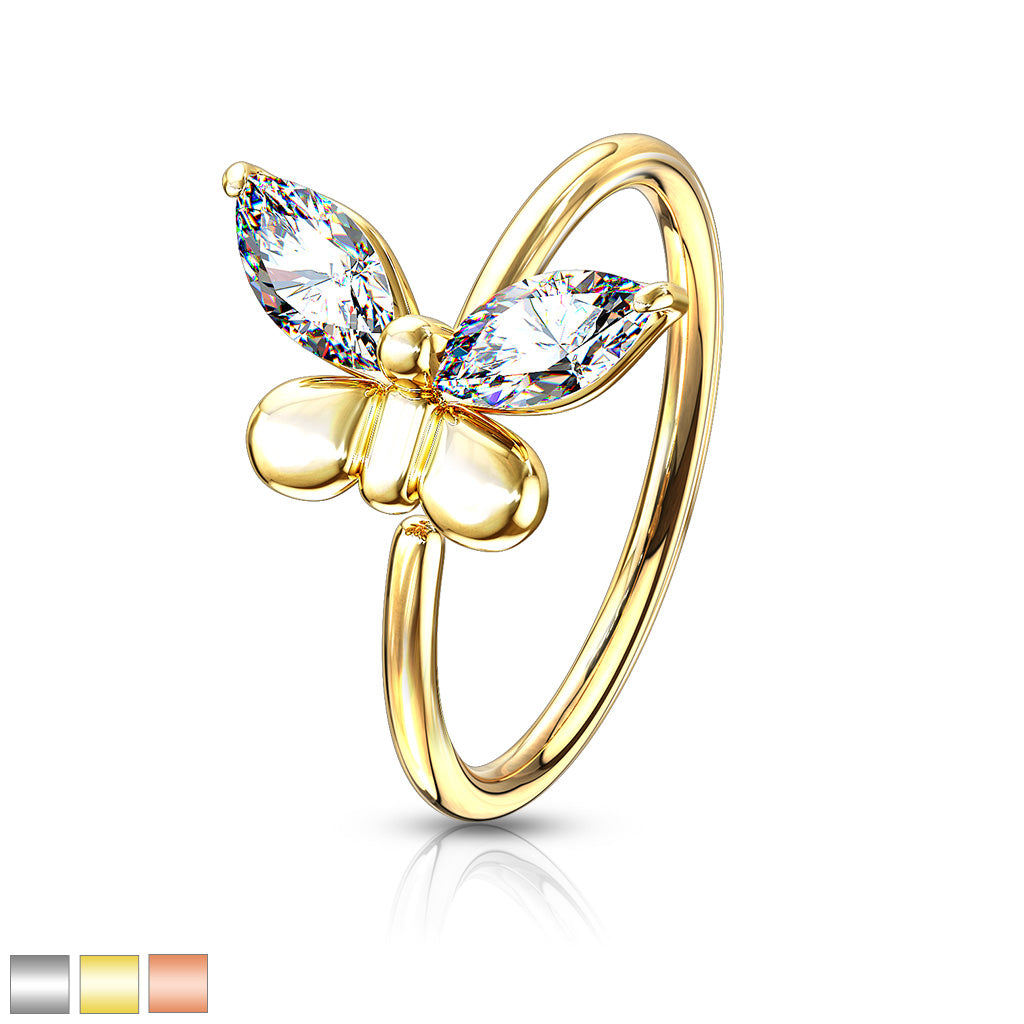 CZ Butterfly Cartilage Hoop Rings