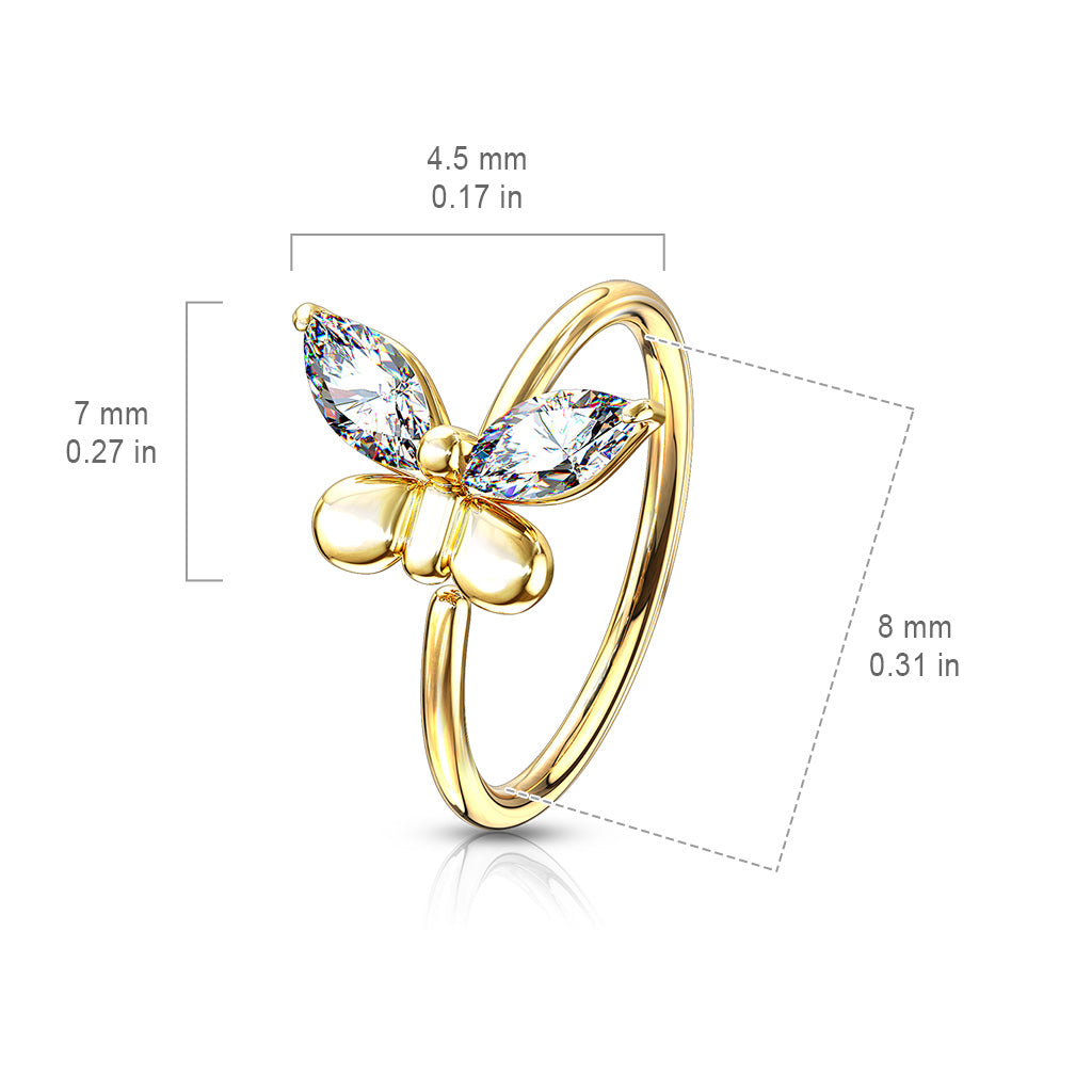 CZ Butterfly Cartilage Hoop Rings