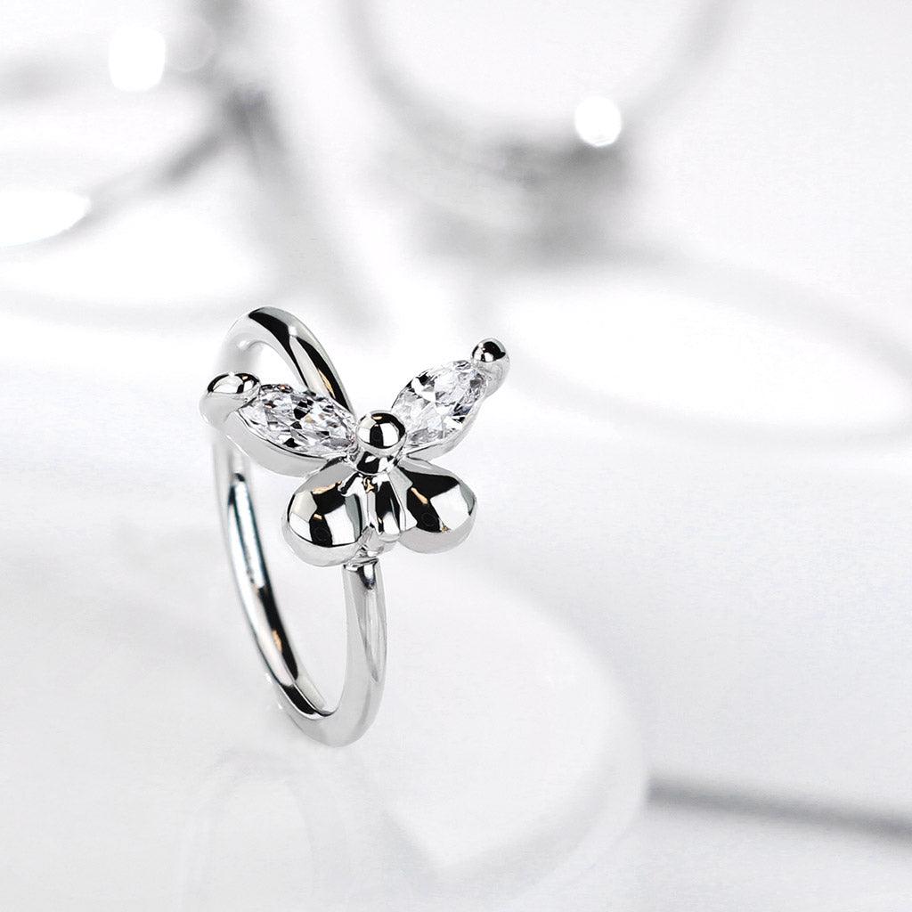 CZ Butterfly Cartilage Hoop Rings