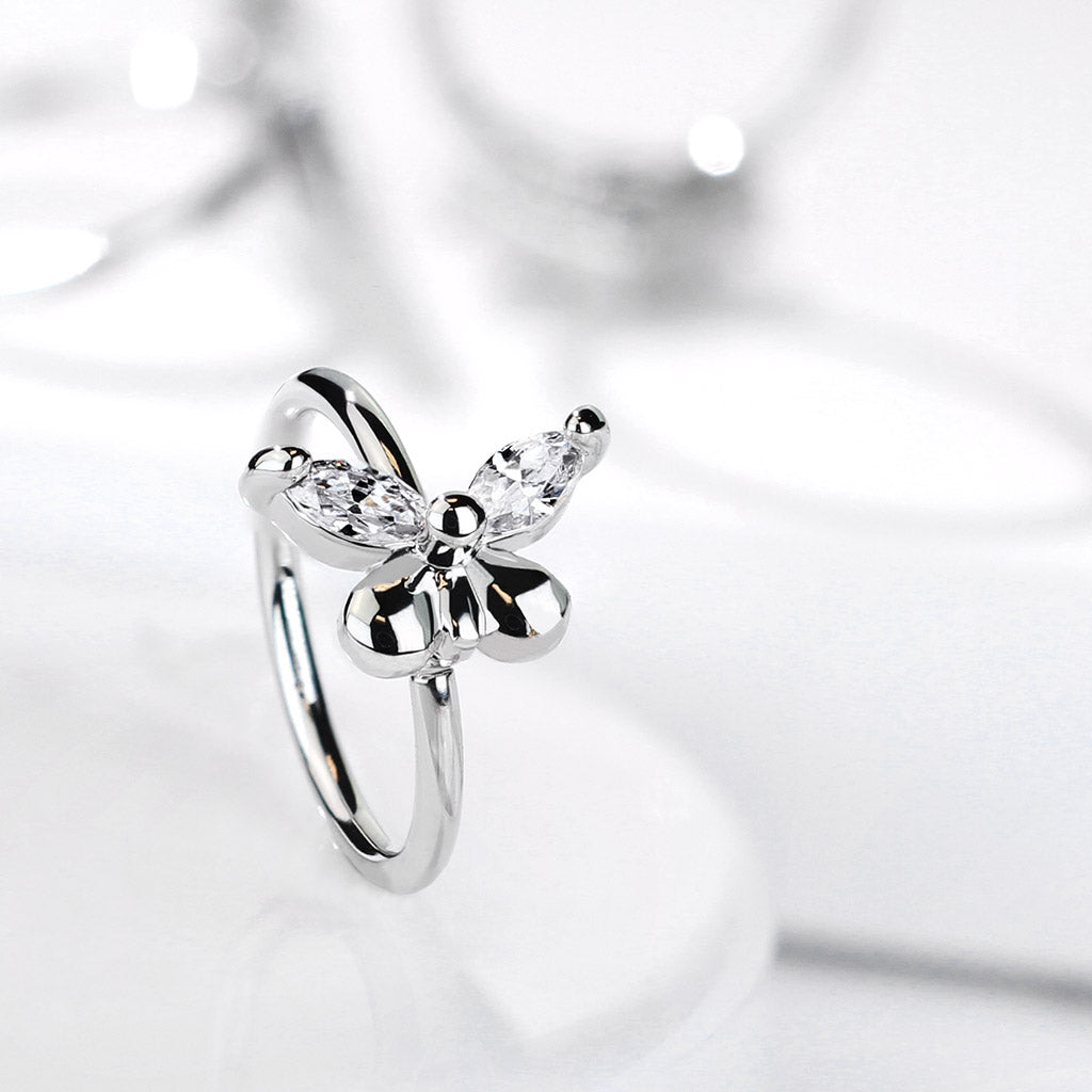 Load image into Gallery viewer, CZ Butterfly Cartilage Hoop Rings

