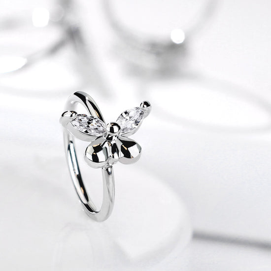 CZ Butterfly Cartilage Hoop Rings