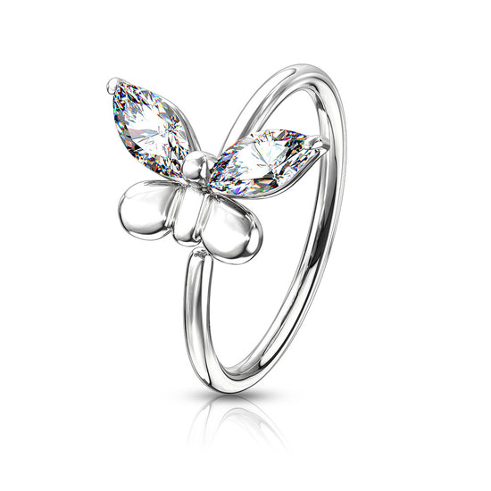 CZ Butterfly Cartilage Hoop Rings