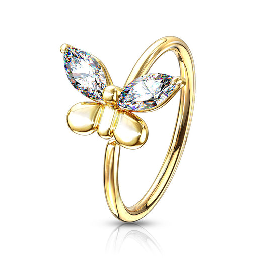 CZ Butterfly Cartilage Hoop Rings