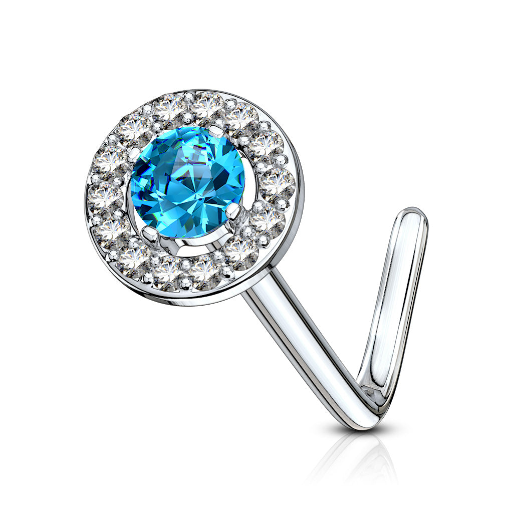 CZ Double Tiered Round Nose Stud Rings