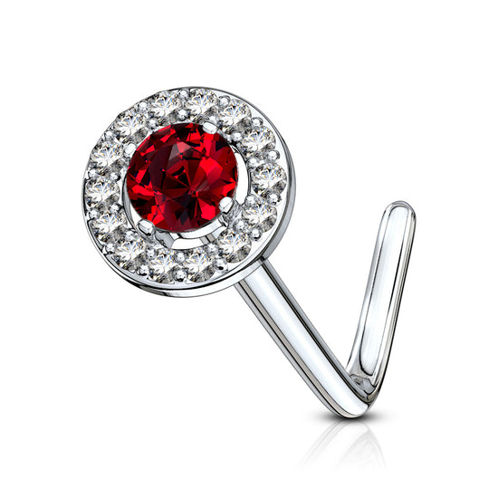 CZ Double Tiered Round Nose Stud Rings
