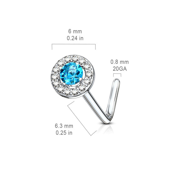 CZ Double Tiered Round Nose Stud Rings