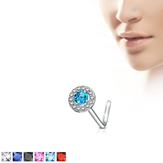 CZ Double Tiered Round Nose Stud Rings
