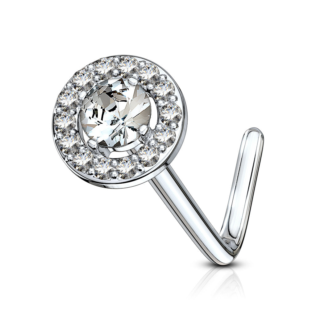 CZ Double Tiered Round Nose Stud Rings