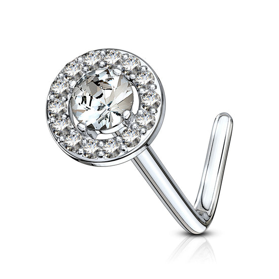 CZ Double Tiered Round Nose Stud Rings