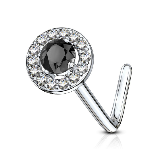 CZ Double Tiered Round Nose Stud Rings