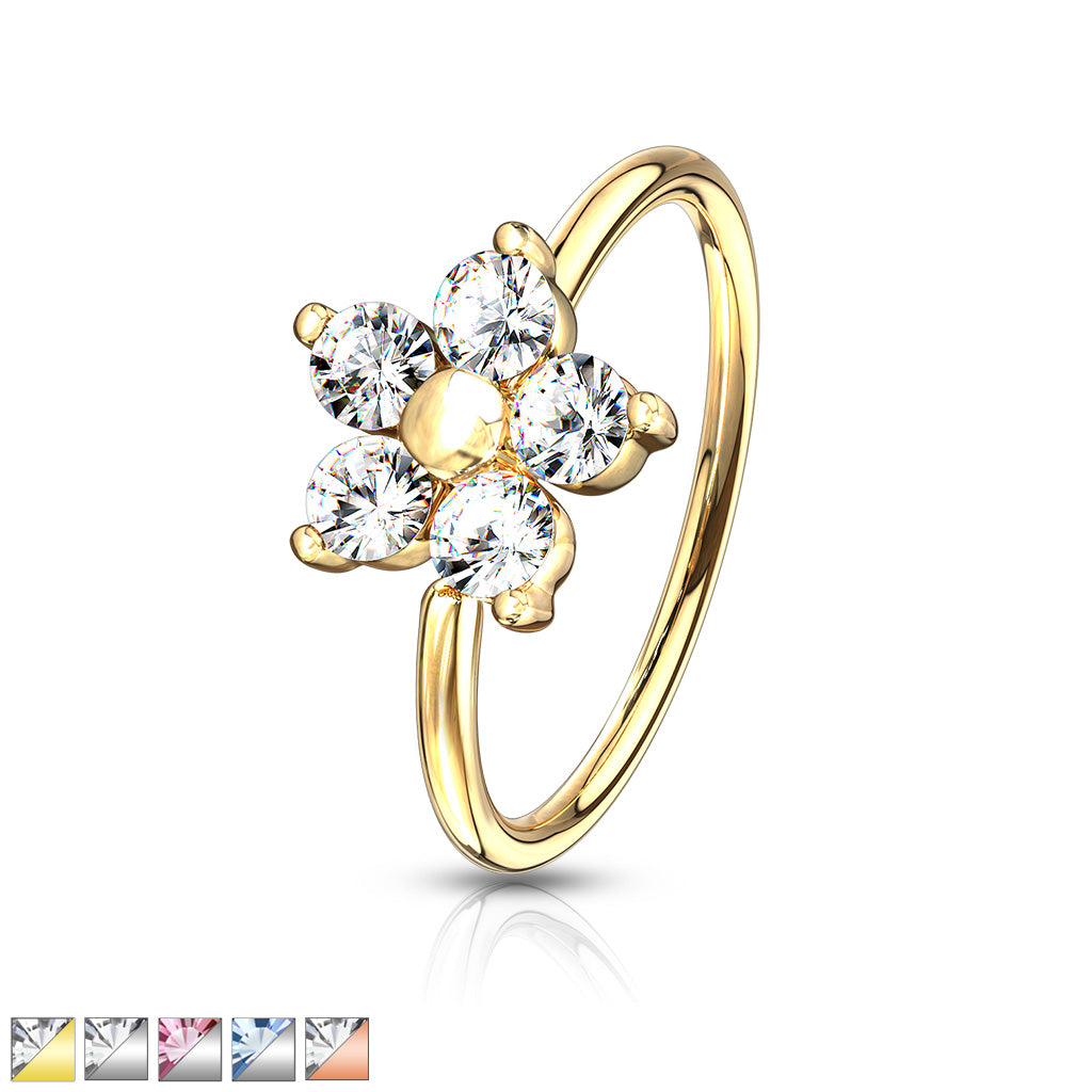 CZ Flower Nose Hoop Rings