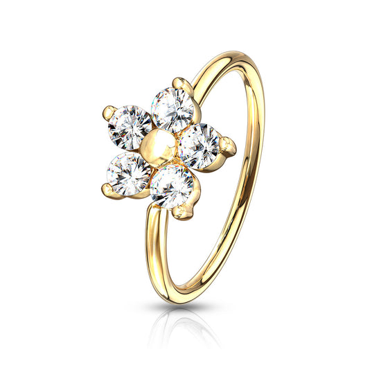 CZ Flower Nose Hoop Rings
