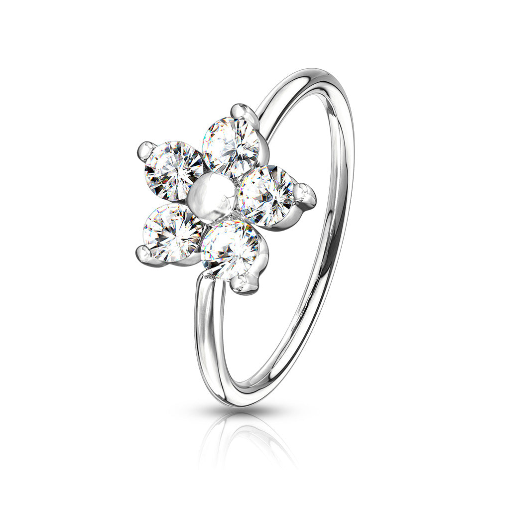 CZ Flower Nose Hoop Rings