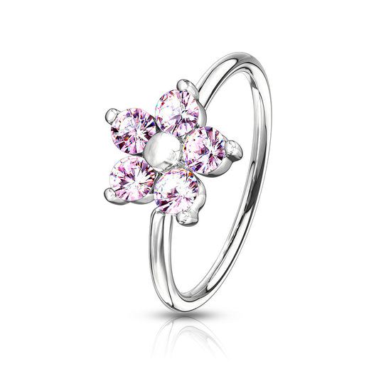 CZ Flower Nose Hoop Rings