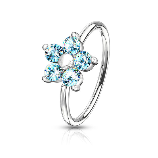 CZ Flower Nose Hoop Rings