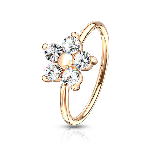 CZ Flower Nose Hoop Rings