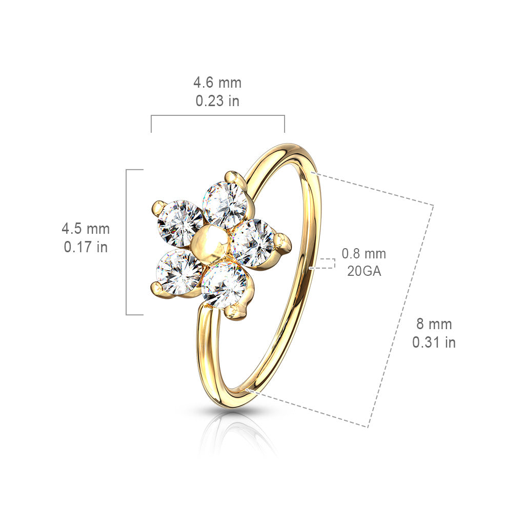 CZ Flower Nose Hoop Rings