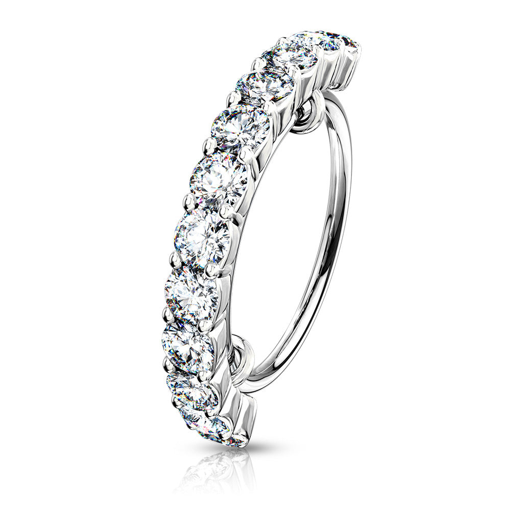 CZ Half Circle 316L Steel Hoop Ring