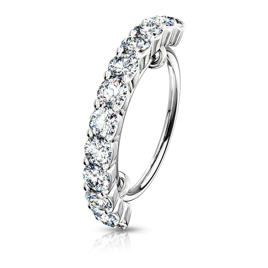 CZ Half Circle 316L Steel Hoop Ring
