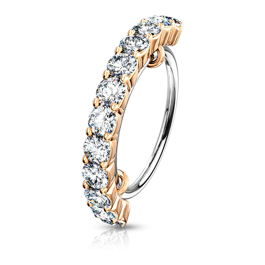 CZ Half Circle 316L Steel Hoop Ring
