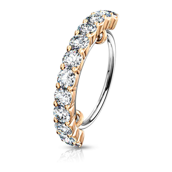 CZ Half Circle 316L Steel Hoop Ring