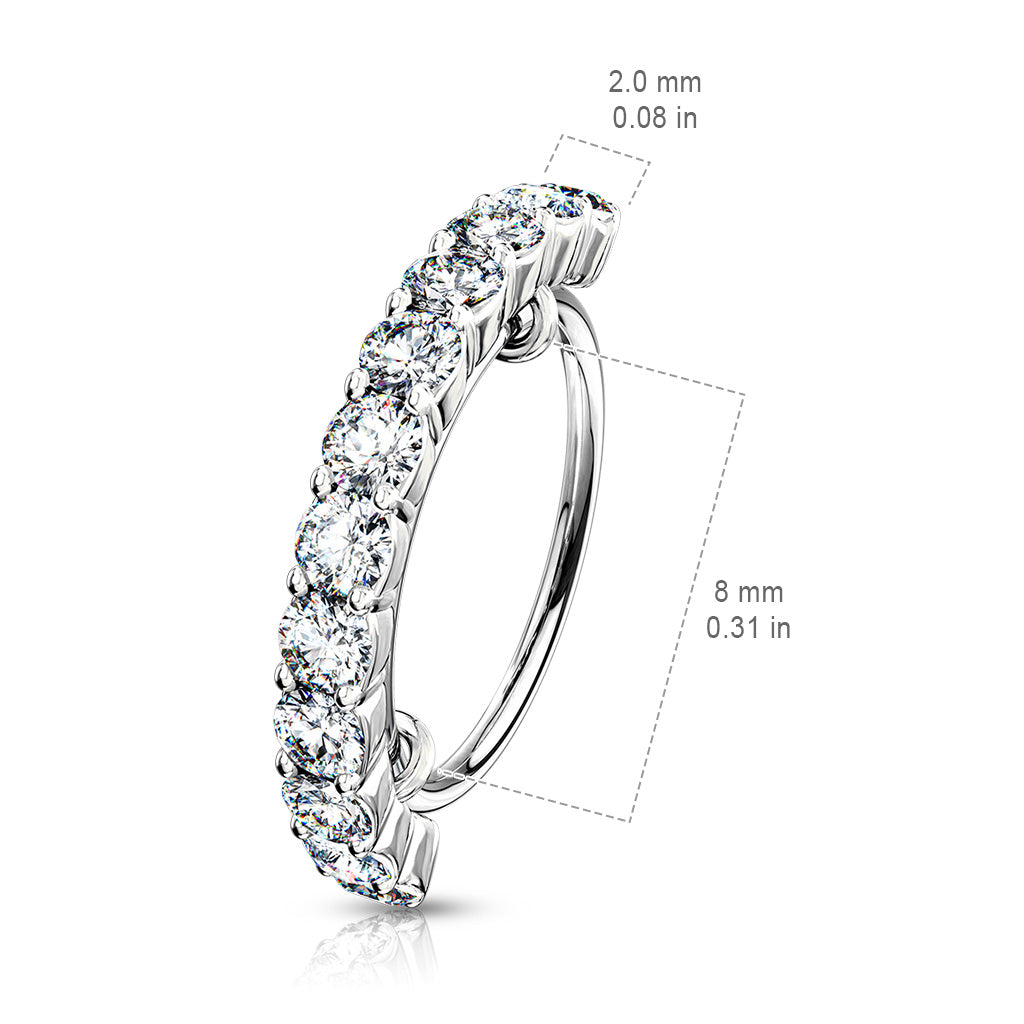 CZ Half Circle 316L Steel Hoop Ring