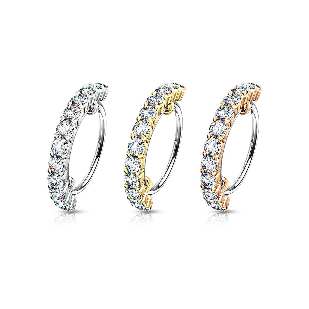 CZ Half Circle 316L Steel Hoop Ring