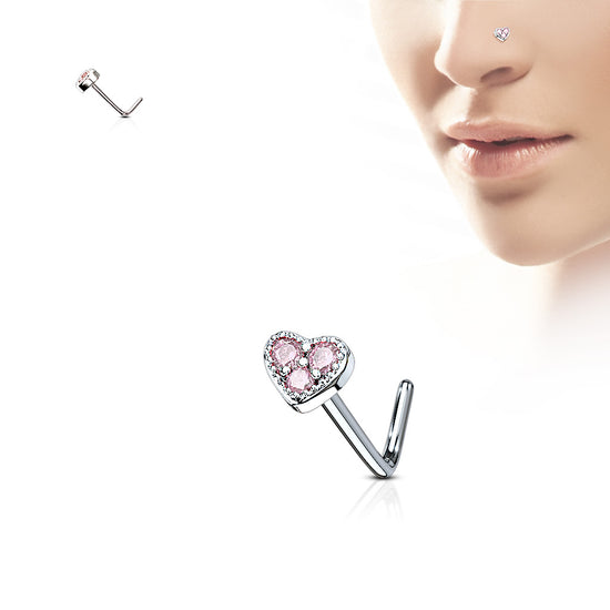 Heart  Steel L Bend Nose Stud Rings