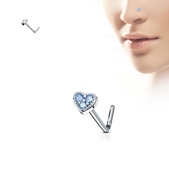 Heart  Steel L Bend Nose Stud Rings