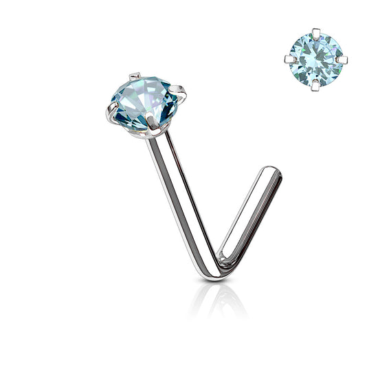 Load image into Gallery viewer, CZ Prong Set Steel Nose Stud Rings
