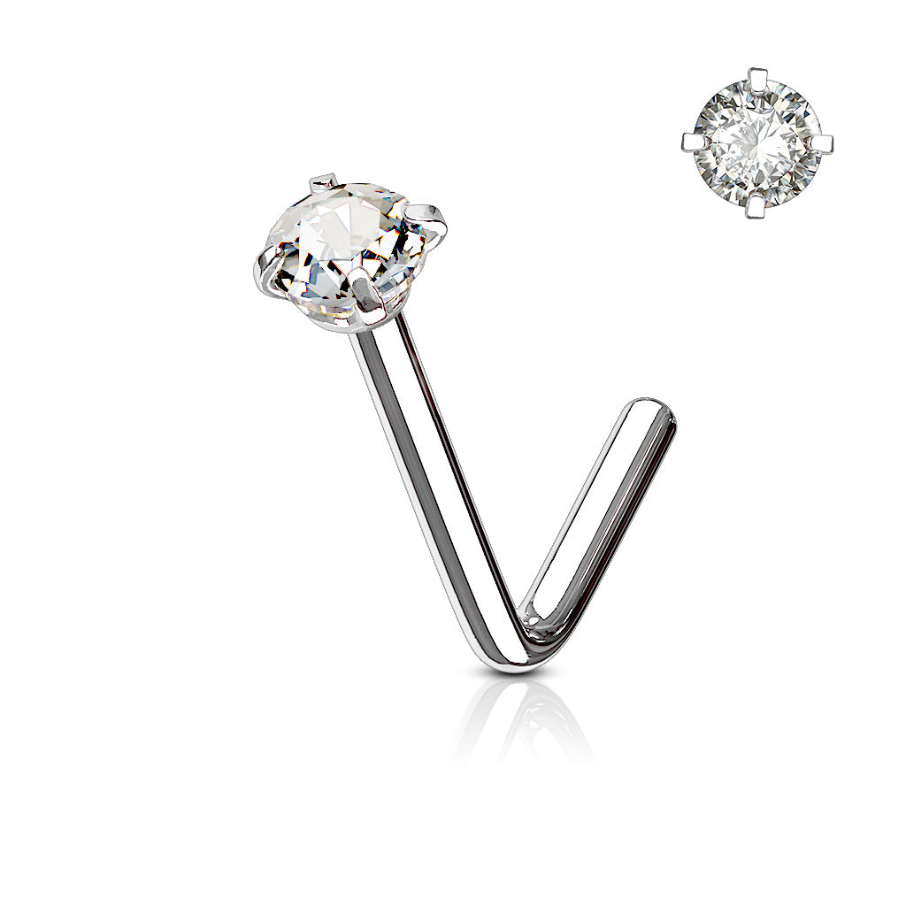 Load image into Gallery viewer, CZ Prong Set Steel Nose Stud Rings
